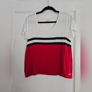 Hollister Red White and Blue Easy V-Neck T-Shirt
